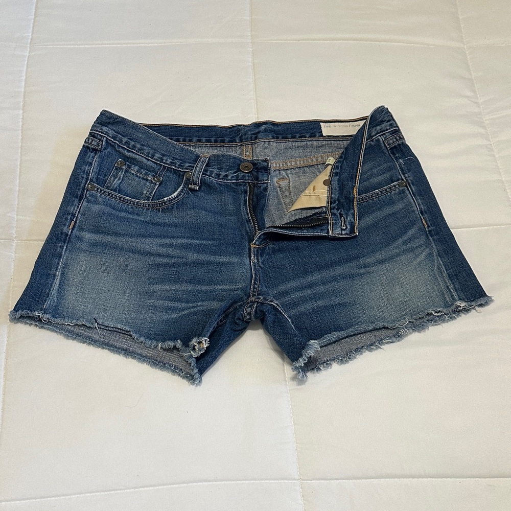 rag & bone Distressed Blue Denim Shorts